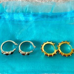 2-Pair Hoop Earrings Bundle